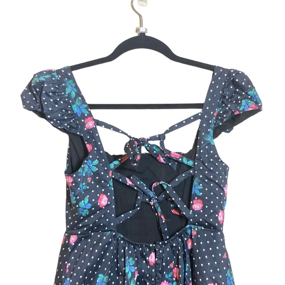 NWOT FOR LOVE & LEMONS Florentina Black & Floral Print Midi Dress, size Small - Picture 8 of 14